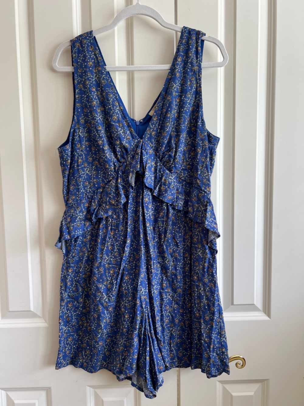 Chelsea & Violet XL Royal Blue Floral Romper NWT